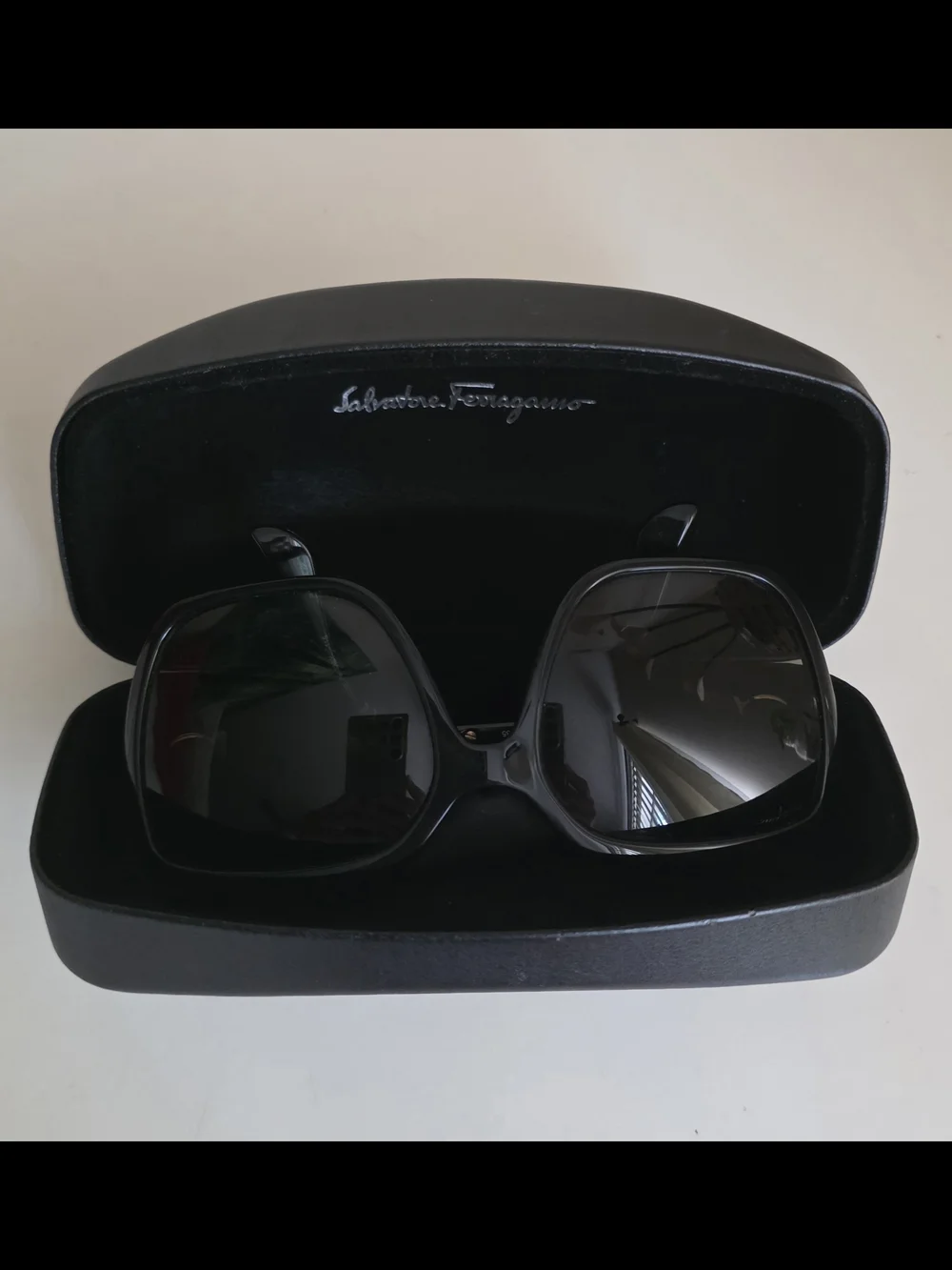 Salvatore Ferragamo SF765SL 001 Black Gancini Oversized Sunglasses